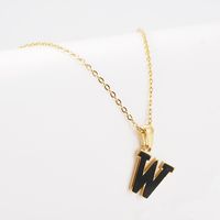 Simple Style Letter Stainless Steel Pendant Necklace Gold Plated Stainless Steel Necklaces sku image 21