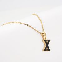 Simple Style Letter Stainless Steel Pendant Necklace Gold Plated Stainless Steel Necklaces sku image 22