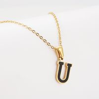Simple Style Letter Stainless Steel Pendant Necklace Gold Plated Stainless Steel Necklaces sku image 19