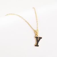 Simple Style Letter Stainless Steel Pendant Necklace Gold Plated Stainless Steel Necklaces sku image 23