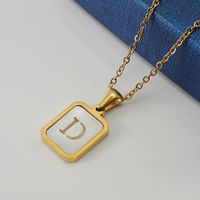 Fashion Letter Stainless Steel Pendant Necklace Gold Plated Shell Stainless Steel Necklaces sku image 4
