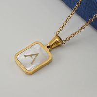 Fashion Letter Stainless Steel Pendant Necklace Gold Plated Shell Stainless Steel Necklaces sku image 1