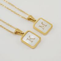 Fashion Letter Stainless Steel Pendant Necklace Gold Plated Shell Stainless Steel Necklaces main image 3