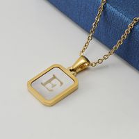 Fashion Letter Stainless Steel Pendant Necklace Gold Plated Shell Stainless Steel Necklaces sku image 5