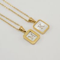 Fashion Letter Stainless Steel Pendant Necklace Gold Plated Shell Stainless Steel Necklaces main image 2