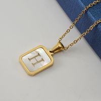 Fashion Letter Stainless Steel Pendant Necklace Gold Plated Shell Stainless Steel Necklaces sku image 8