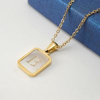 Fashion Letter Stainless Steel Pendant Necklace Gold Plated Shell Stainless Steel Necklaces sku image 2