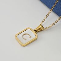 Fashion Letter Stainless Steel Pendant Necklace Gold Plated Shell Stainless Steel Necklaces sku image 3