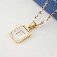Fashion Letter Stainless Steel Pendant Necklace Gold Plated Shell Stainless Steel Necklaces sku image 6