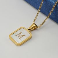 Fashion Letter Stainless Steel Pendant Necklace Gold Plated Shell Stainless Steel Necklaces sku image 13