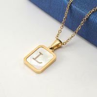 Fashion Letter Stainless Steel Pendant Necklace Gold Plated Shell Stainless Steel Necklaces sku image 12