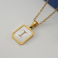 Fashion Letter Stainless Steel Pendant Necklace Gold Plated Shell Stainless Steel Necklaces sku image 9