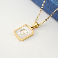 Fashion Letter Stainless Steel Pendant Necklace Gold Plated Shell Stainless Steel Necklaces sku image 7