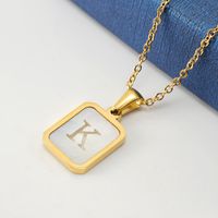 Fashion Letter Stainless Steel Pendant Necklace Gold Plated Shell Stainless Steel Necklaces sku image 11