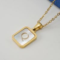 Fashion Letter Stainless Steel Pendant Necklace Gold Plated Shell Stainless Steel Necklaces sku image 17