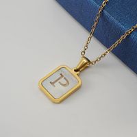 Fashion Letter Stainless Steel Pendant Necklace Gold Plated Shell Stainless Steel Necklaces sku image 16