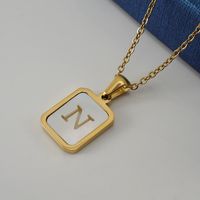 Fashion Letter Stainless Steel Pendant Necklace Gold Plated Shell Stainless Steel Necklaces sku image 14