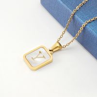 Fashion Letter Stainless Steel Pendant Necklace Gold Plated Shell Stainless Steel Necklaces sku image 25