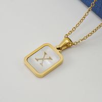 Fashion Letter Stainless Steel Pendant Necklace Gold Plated Shell Stainless Steel Necklaces sku image 24