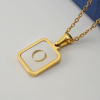 Fashion Letter Stainless Steel Pendant Necklace Gold Plated Shell Stainless Steel Necklaces sku image 15