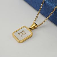 Fashion Letter Stainless Steel Pendant Necklace Gold Plated Shell Stainless Steel Necklaces sku image 18