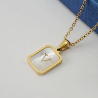 Fashion Letter Stainless Steel Pendant Necklace Gold Plated Shell Stainless Steel Necklaces sku image 22