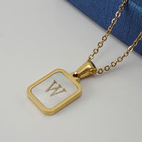 Fashion Letter Stainless Steel Pendant Necklace Gold Plated Shell Stainless Steel Necklaces sku image 23