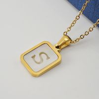 Fashion Letter Stainless Steel Pendant Necklace Gold Plated Shell Stainless Steel Necklaces sku image 19