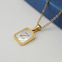 Fashion Letter Stainless Steel Pendant Necklace Gold Plated Shell Stainless Steel Necklaces sku image 26