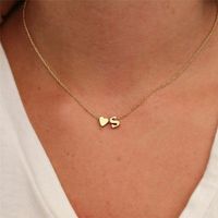 Fashion Letter Heart Shape Titanium Steel Pendant Necklace Gold Plated Stainless Steel Necklaces main image 4