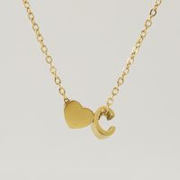 Fashion Letter Heart Shape Titanium Steel Pendant Necklace Gold Plated Stainless Steel Necklaces sku image 3