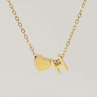 Fashion Letter Heart Shape Titanium Steel Pendant Necklace Gold Plated Stainless Steel Necklaces sku image 8