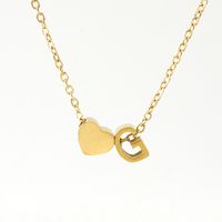 Fashion Letter Heart Shape Titanium Steel Pendant Necklace Gold Plated Stainless Steel Necklaces sku image 7