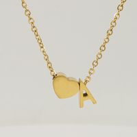 Fashion Letter Heart Shape Titanium Steel Pendant Necklace Gold Plated Stainless Steel Necklaces sku image 1