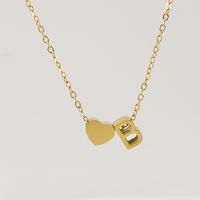 Fashion Letter Heart Shape Titanium Steel Pendant Necklace Gold Plated Stainless Steel Necklaces sku image 2