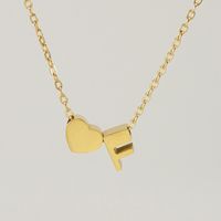 Fashion Letter Heart Shape Titanium Steel Pendant Necklace Gold Plated Stainless Steel Necklaces sku image 6
