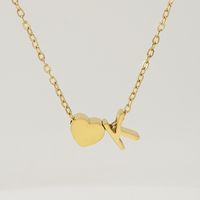 Fashion Letter Heart Shape Titanium Steel Pendant Necklace Gold Plated Stainless Steel Necklaces sku image 11