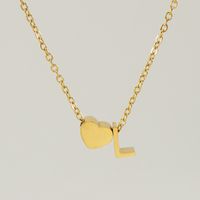 Fashion Letter Heart Shape Titanium Steel Pendant Necklace Gold Plated Stainless Steel Necklaces sku image 12