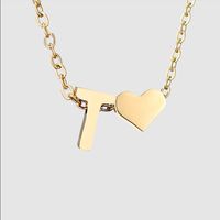 Fashion Letter Heart Shape Titanium Steel Pendant Necklace Gold Plated Stainless Steel Necklaces sku image 20