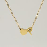 Fashion Letter Heart Shape Titanium Steel Pendant Necklace Gold Plated Stainless Steel Necklaces sku image 16