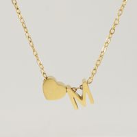 Fashion Letter Heart Shape Titanium Steel Pendant Necklace Gold Plated Stainless Steel Necklaces sku image 13