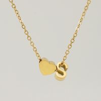 Fashion Letter Heart Shape Titanium Steel Pendant Necklace Gold Plated Stainless Steel Necklaces sku image 19