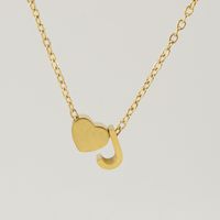 Fashion Letter Heart Shape Titanium Steel Pendant Necklace Gold Plated Stainless Steel Necklaces sku image 10