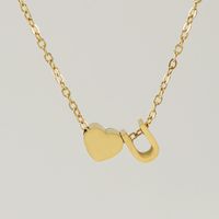 Fashion Letter Heart Shape Titanium Steel Pendant Necklace Gold Plated Stainless Steel Necklaces sku image 21