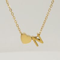 Fashion Letter Heart Shape Titanium Steel Pendant Necklace Gold Plated Stainless Steel Necklaces sku image 14