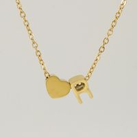 Fashion Letter Heart Shape Titanium Steel Pendant Necklace Gold Plated Stainless Steel Necklaces sku image 18