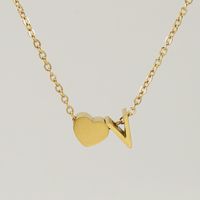 Fashion Letter Heart Shape Titanium Steel Pendant Necklace Gold Plated Stainless Steel Necklaces sku image 22