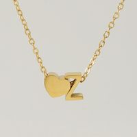 Fashion Letter Heart Shape Titanium Steel Pendant Necklace Gold Plated Stainless Steel Necklaces sku image 26