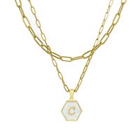 Fashion Hexagon Letter Stainless Steel Layered Necklaces Gold Plated Shell Stainless Steel Necklaces sku image 3