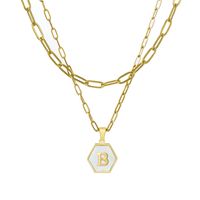 Fashion Hexagon Letter Stainless Steel Layered Necklaces Gold Plated Shell Stainless Steel Necklaces sku image 2